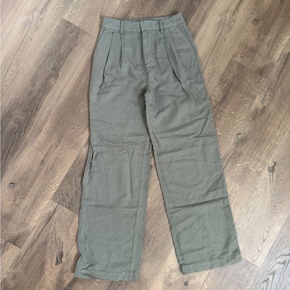 GAP Green Trousers Relaxed Fit Linen size 4 Tall - Picture 1 of 6